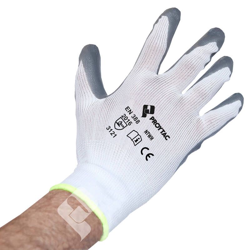 GUANTE POLIESTER BLANCO NITRILO