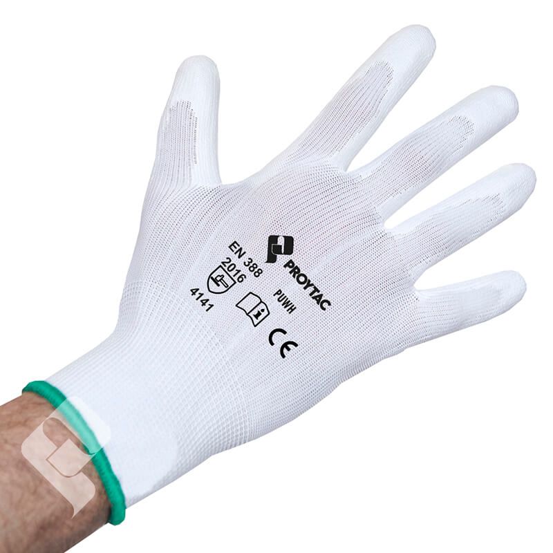 GUANTE POLIESTER PU  BLANCO